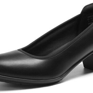 Women's Faux Leather Low Chunky Heels 1.97-Inch Block Work Pumps Office Dress